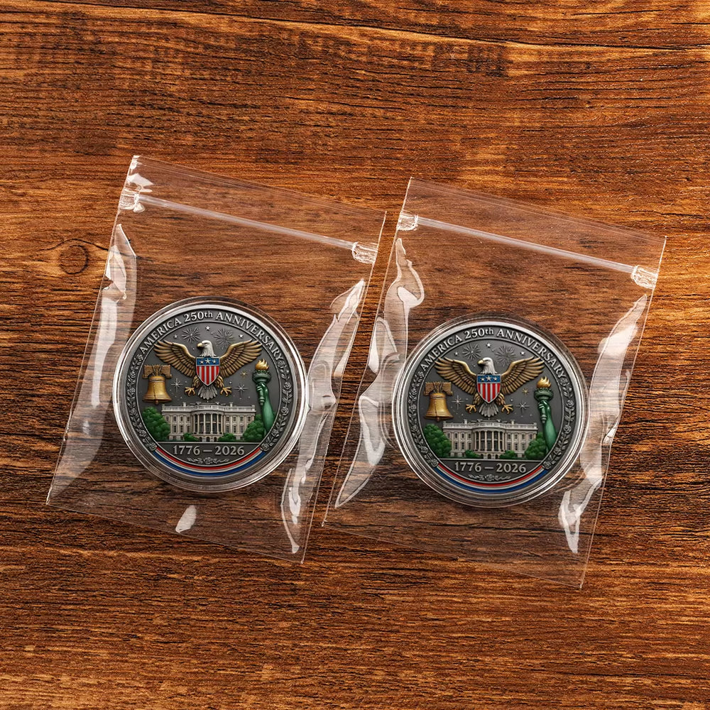 America 250Th Anniversary Ancient Silvery Printed 2D Commemorative Coin 1776-2026 American Eagle Souvenir Coin