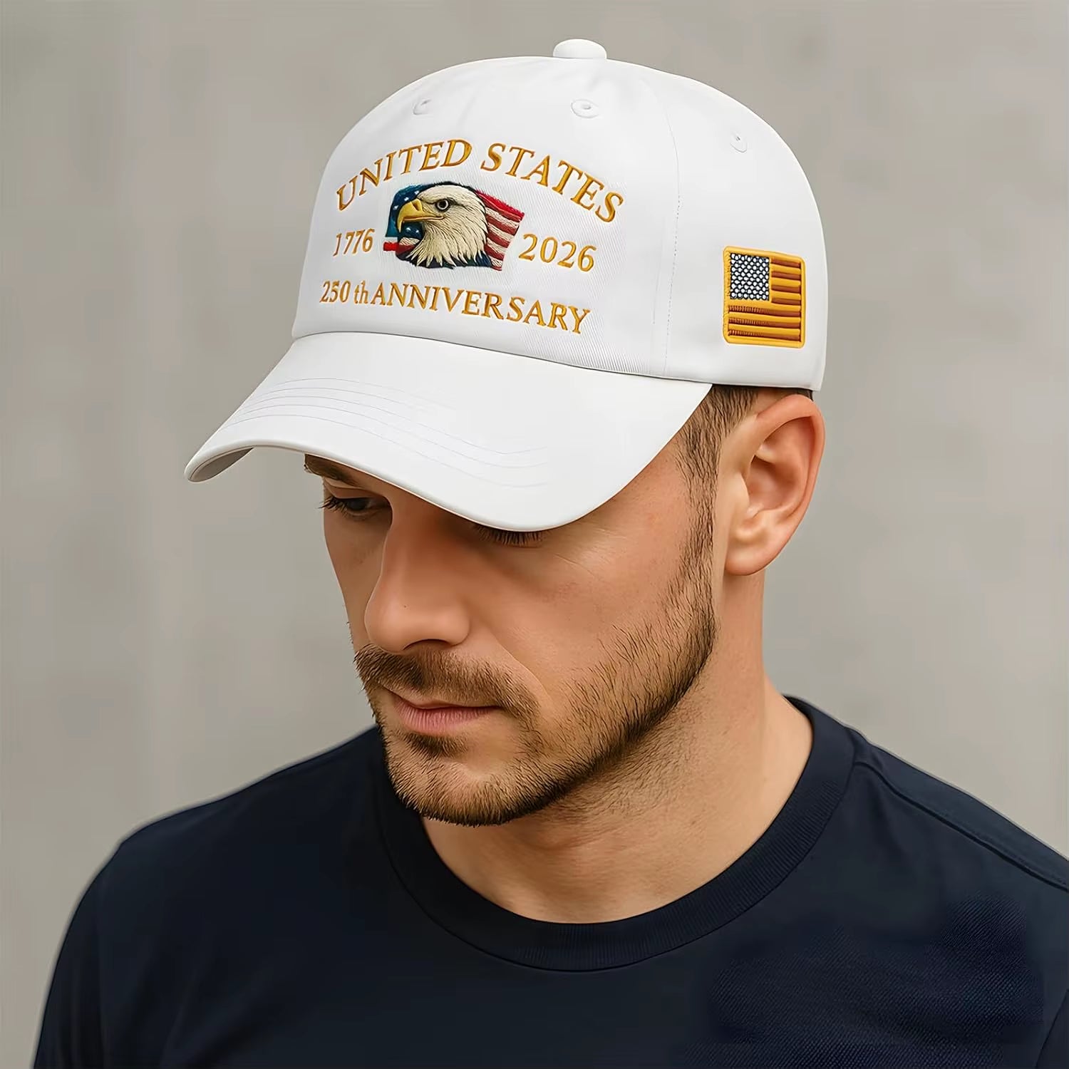 United States 250Th Anniversary Baseball Cap - Eagle & Liberty Design, Handmade Embroidery Hat for Men Women, Adjustable