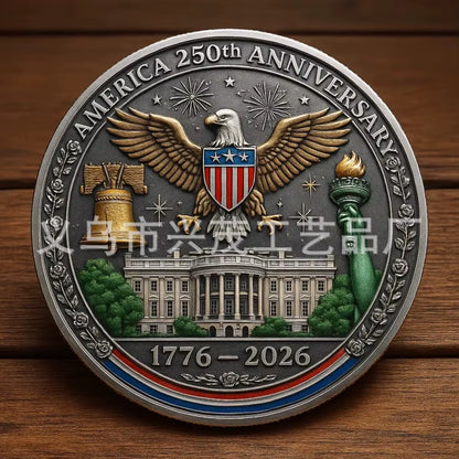 The 250Th Anniversary Independence Day Gold Plated Souvenir Coin America Flag Veteran Collection Coin