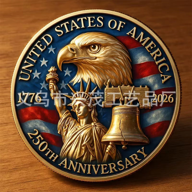 The 250Th Anniversary Independence Day Gold Plated Souvenir Coin America Flag Veteran Collection Coin