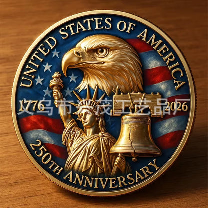 The 250Th Anniversary Independence Day Gold Plated Souvenir Coin America Flag Veteran Collection Coin