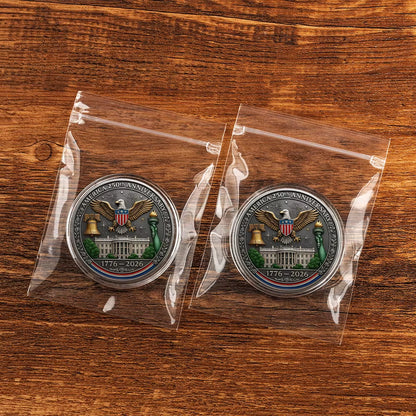 America 250Th Anniversary Ancient Silvery Printed 2D Commemorative Coin 1776-2026 American Eagle Souvenir Coin