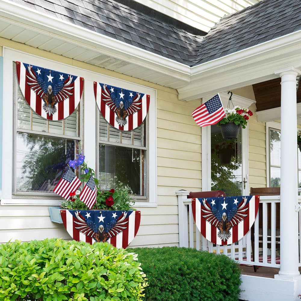 American Flag Patriotic Eagle American Non-Pleated Fan Flag - 4Th of July, Indep