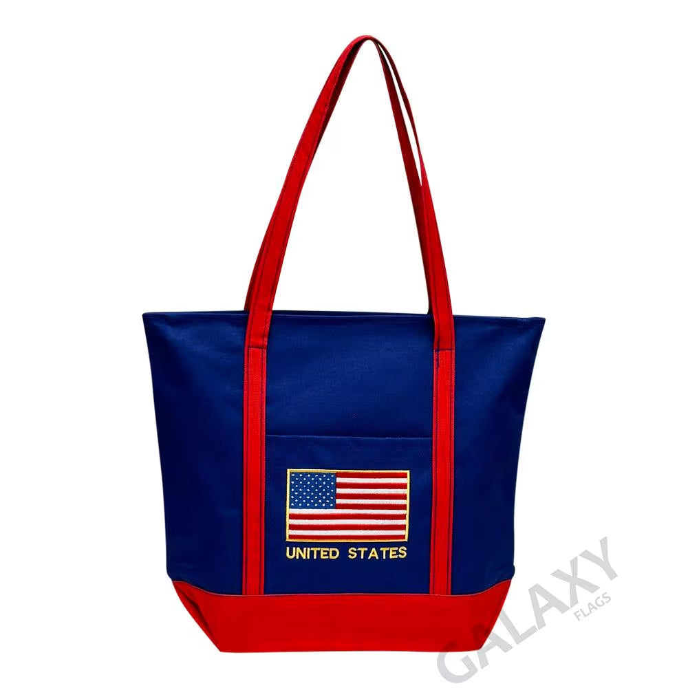USA Flag Embroidered Tote Bag / USA Flag / United States of America Flag Handbag