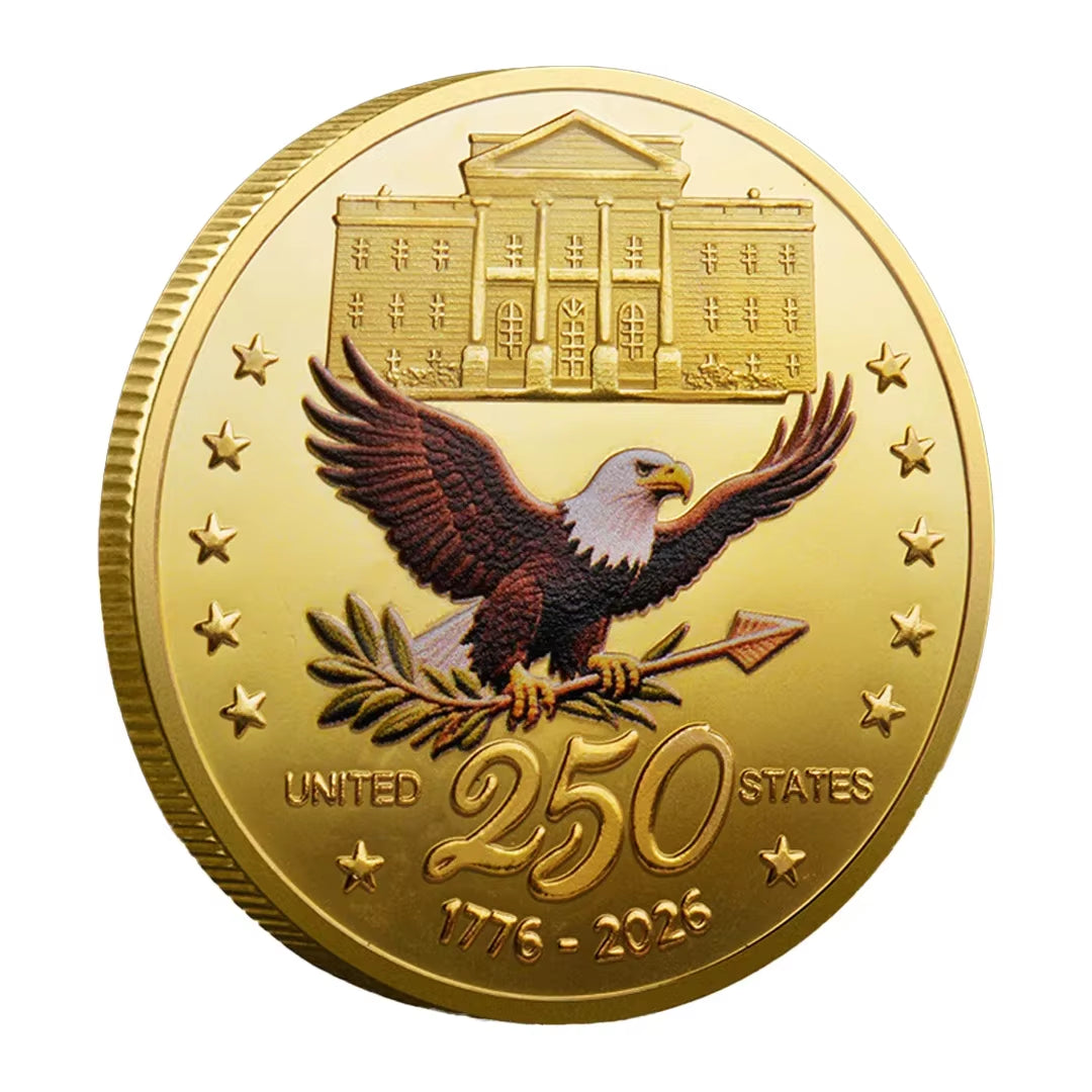 Gold-Plated the America 250Th Anniversary Commemorative Coin United States Statue 1776-2026 Souvenir Coin