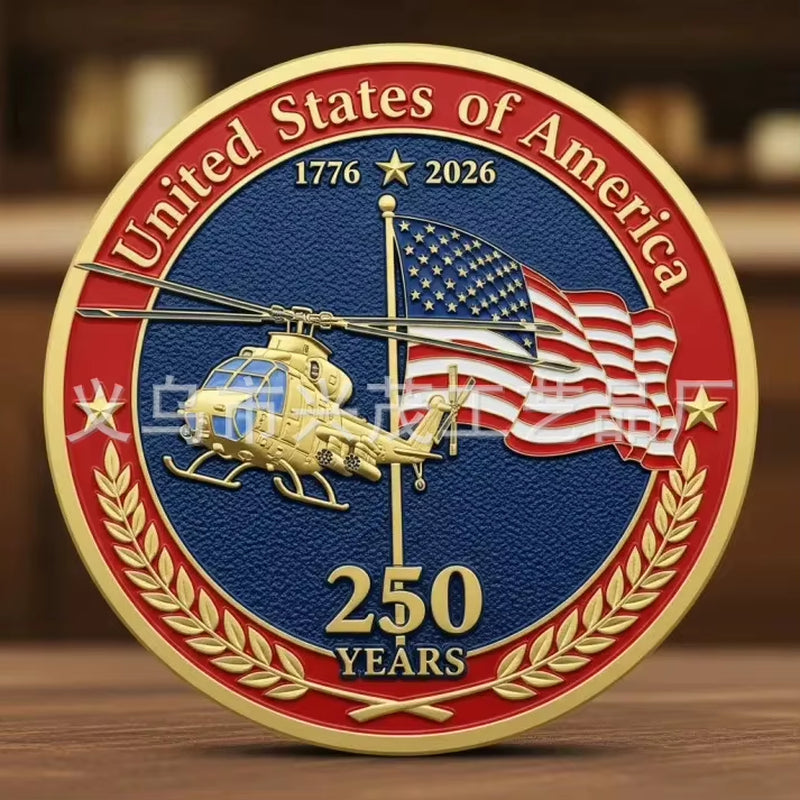 The 250Th Anniversary Independence Day Gold Plated Souvenir Coin America Flag Veteran Collection Coin