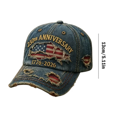 USA 250Th Anniversary Commemorative Baseball Cap, Unisex Vintage Washed Cotton Snapback with Sun Protection Adjustable Strap
