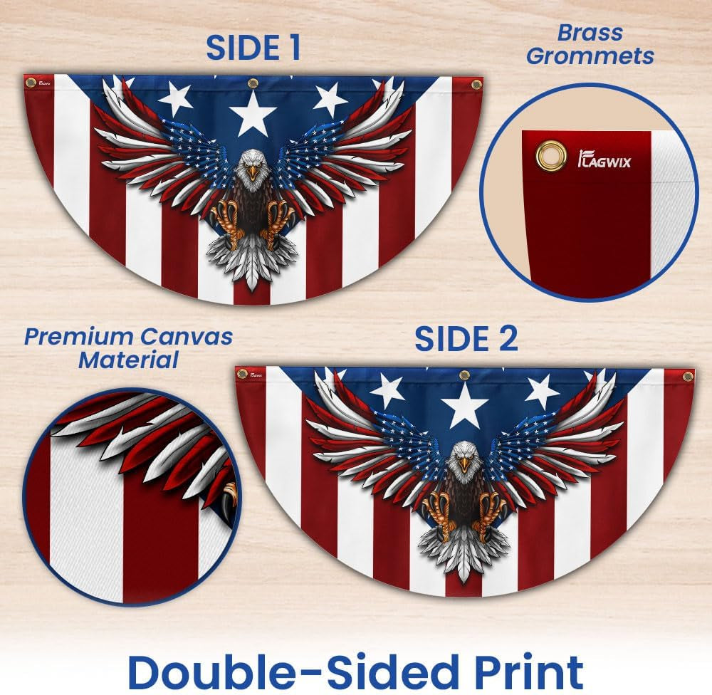 American Flag Patriotic Eagle American Non-Pleated Fan Flag - 4Th of July, Indep