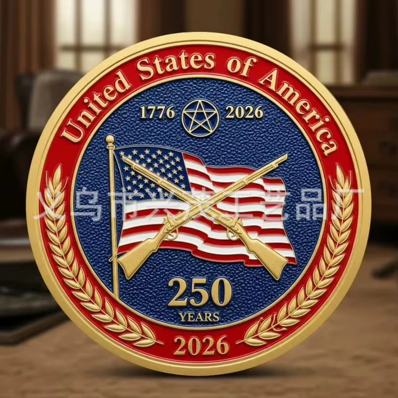 The 250Th Anniversary Independence Day Gold Plated Souvenir Coin America Flag Veteran Collection Coin