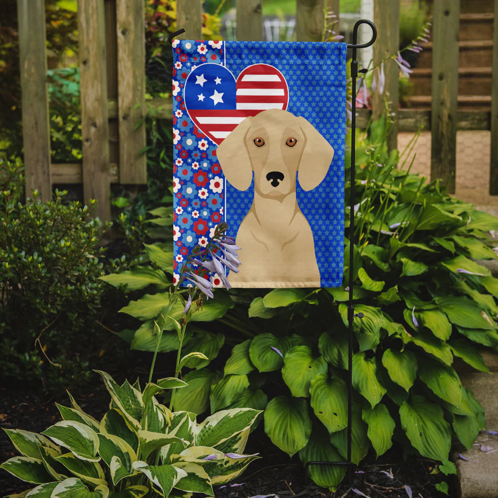 Cream Dachshund USA American Garden Flag