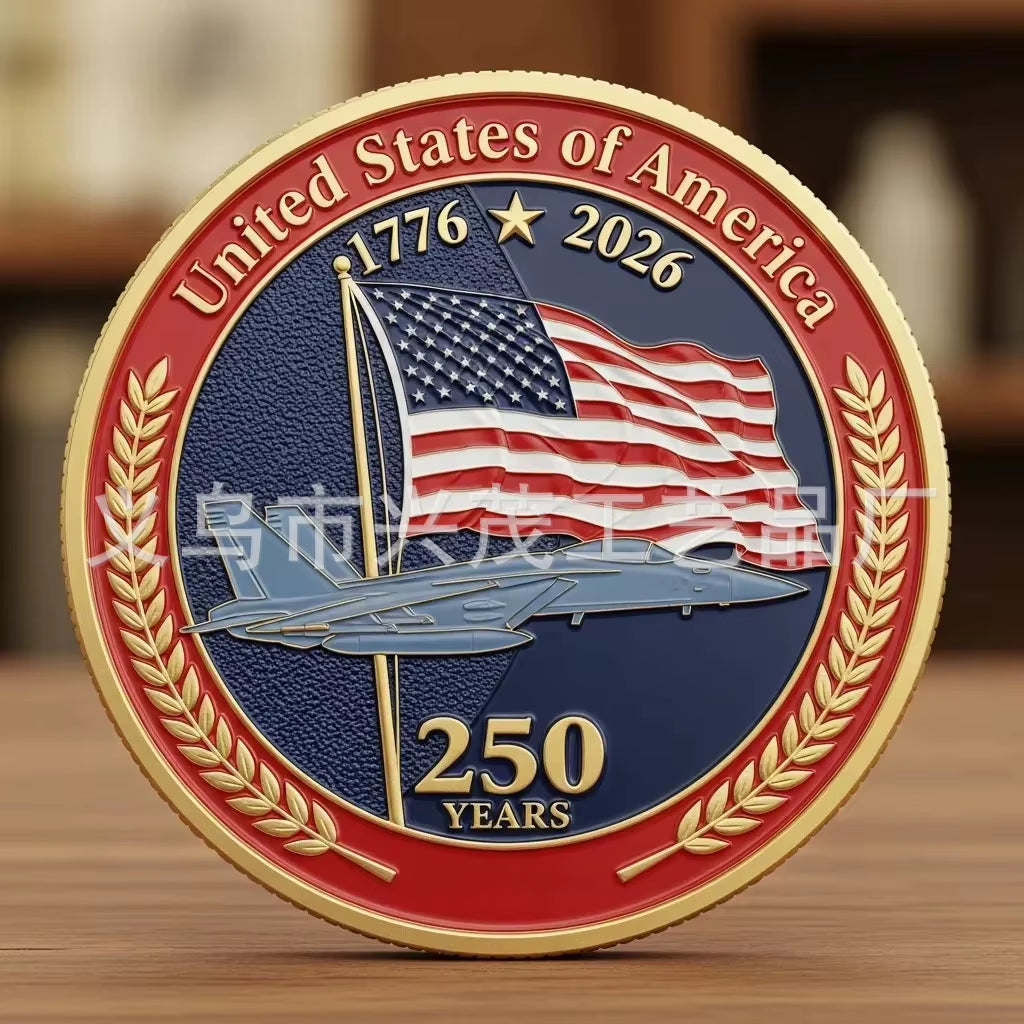 The 250Th Anniversary Independence Day Gold Plated Souvenir Coin America Flag Veteran Collection Coin