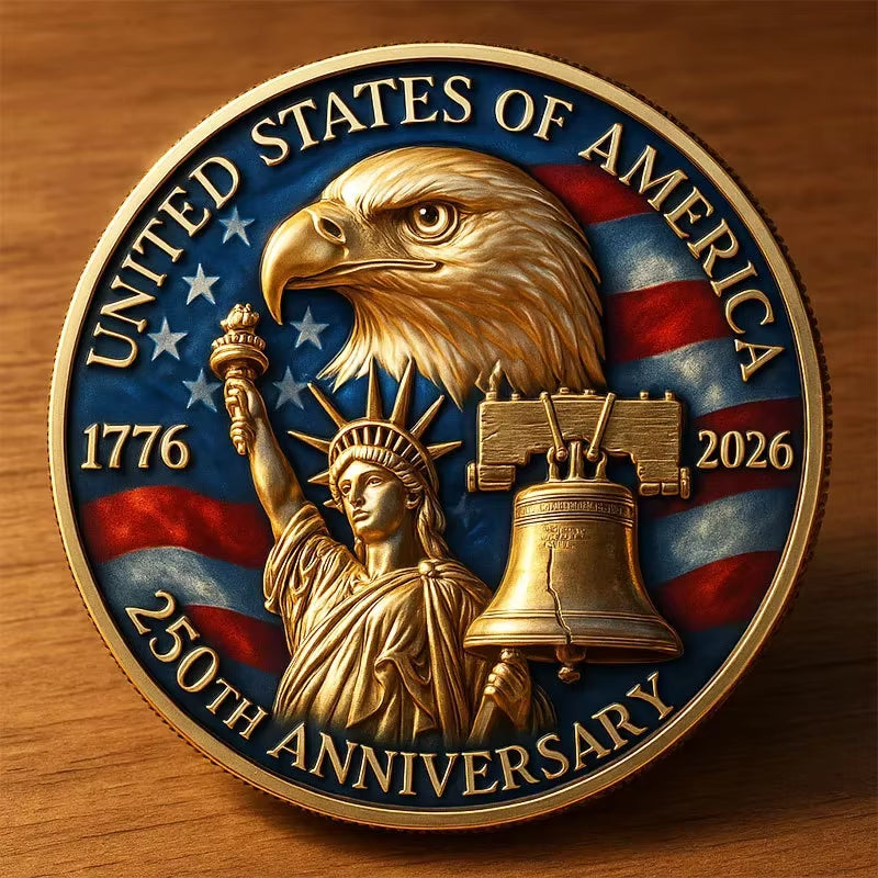 The 250Th Anniversary Independence Day Gold Plated Souvenir Coin America Flag Veteran Collection Coin