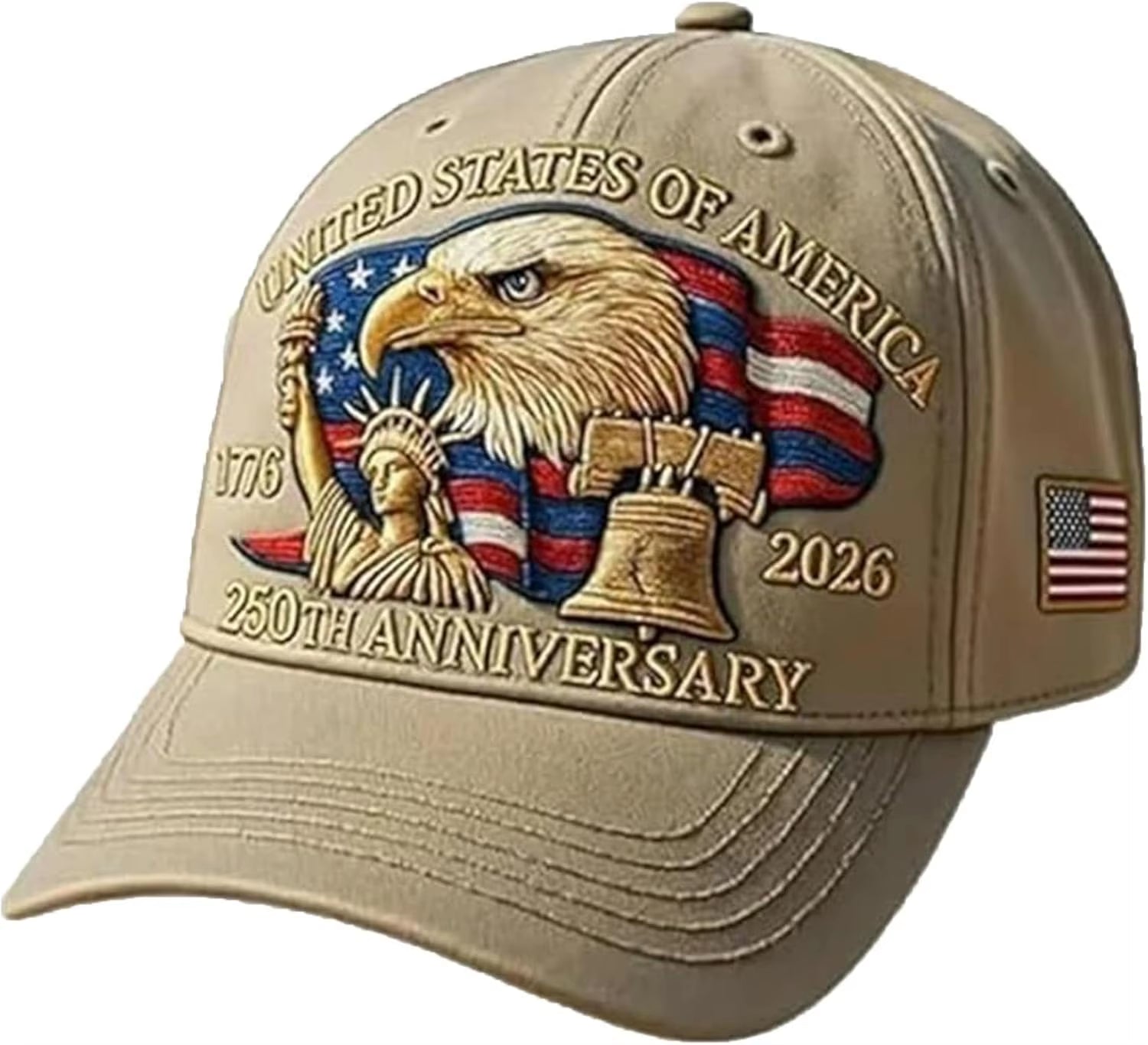 United States 250Th Anniversary Baseball Cap - Eagle & Liberty Design, Handmade Embroidery Hat for Men Women, Adjustable