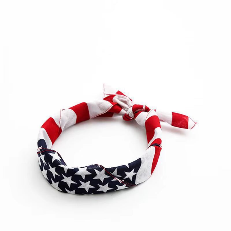 Popular American Flag USA Square Dog Bandana Bibs Scarf Patriotic Cats Kerchief for Small Large Pets Cotton Towel