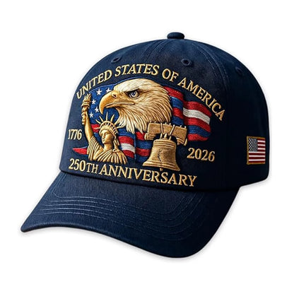 United States 250Th Anniversary Cap Adjustable Washed Cotton Baseball Cap Vintage Tribute Eagle Printed Patriotic Trucker Hat