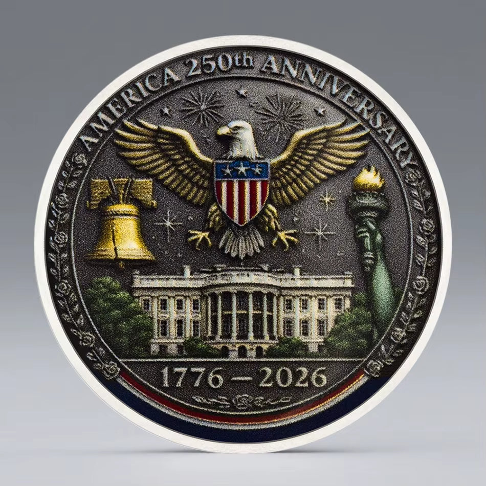Printed 2D America 250Th Anniversary Commemorative Coin 1776-2026 American Ancient Silvery Souvenir Coin