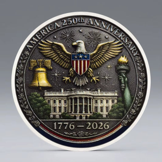 Printed 2D America 250Th Anniversary Commemorative Coin 1776-2026 American Ancient Silvery Souvenir Coin