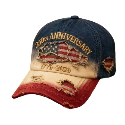 USA 250Th Anniversary Commemorative Baseball Cap, Unisex Vintage Washed Cotton Snapback with Sun Protection Adjustable Strap