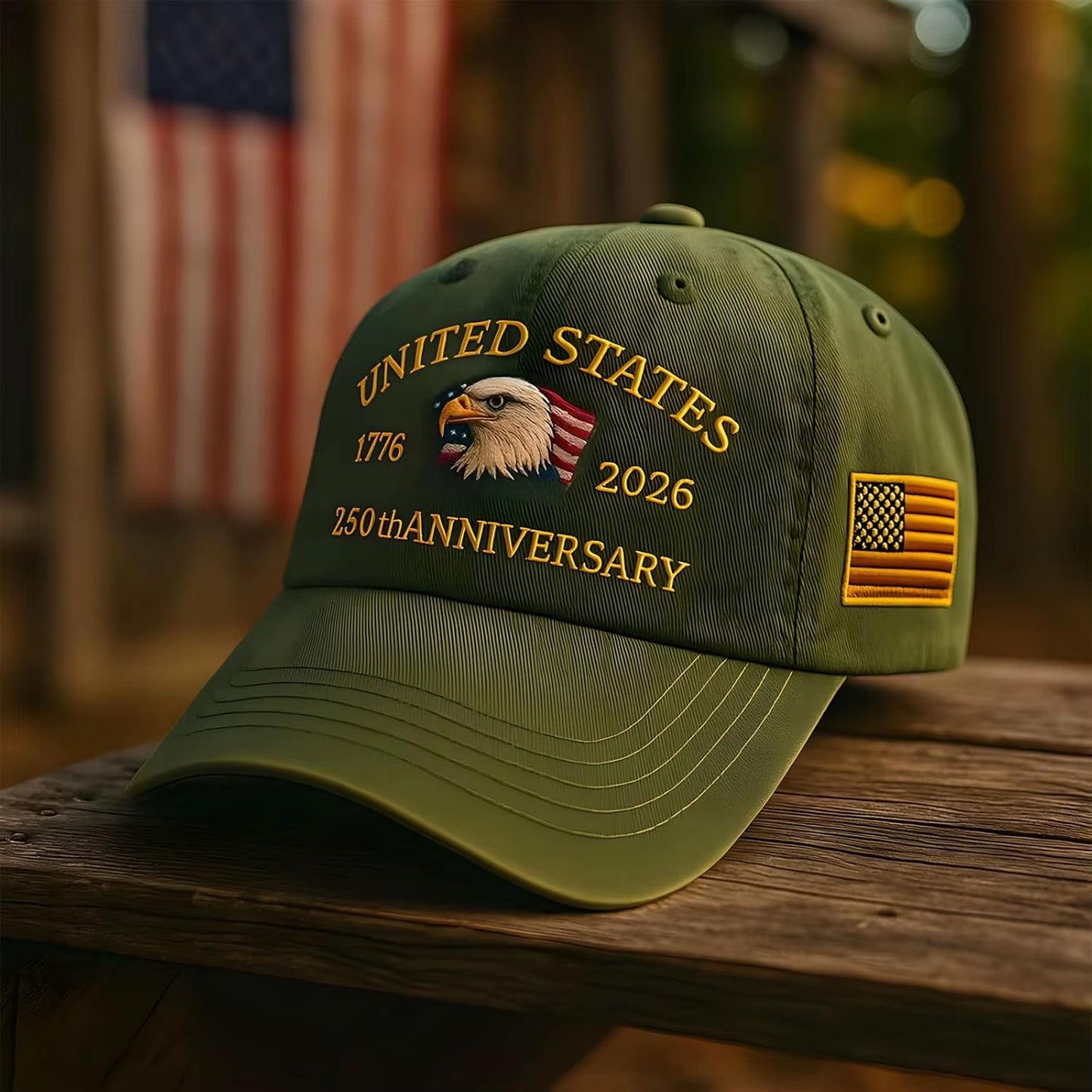 United States 250Th Anniversary Baseball Cap - Eagle & Liberty Design, Handmade Embroidery Hat for Men Women, Adjustable