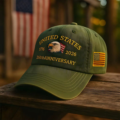 United States 250Th Anniversary Baseball Cap - Eagle & Liberty Design, Handmade Embroidery Hat for Men Women, Adjustable