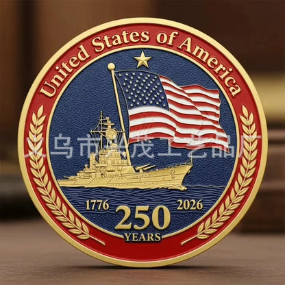 The 250Th Anniversary Independence Day Gold Plated Souvenir Coin America Flag Veteran Collection Coin