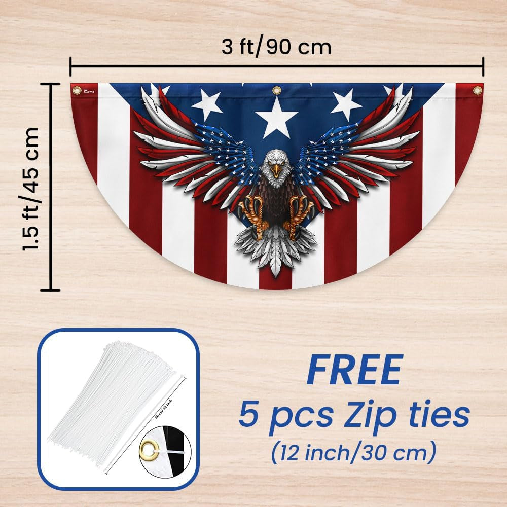 American Flag Patriotic Eagle American Non-Pleated Fan Flag - 4Th of July, Indep