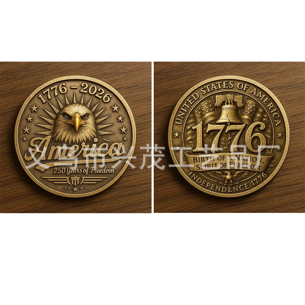 The 250Th Anniversary Independence Day Gold Plated Souvenir Coin America Flag Veteran Collection Coin