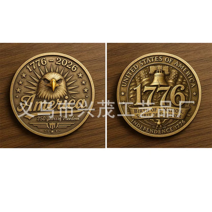 The 250Th Anniversary Independence Day Gold Plated Souvenir Coin America Flag Veteran Collection Coin