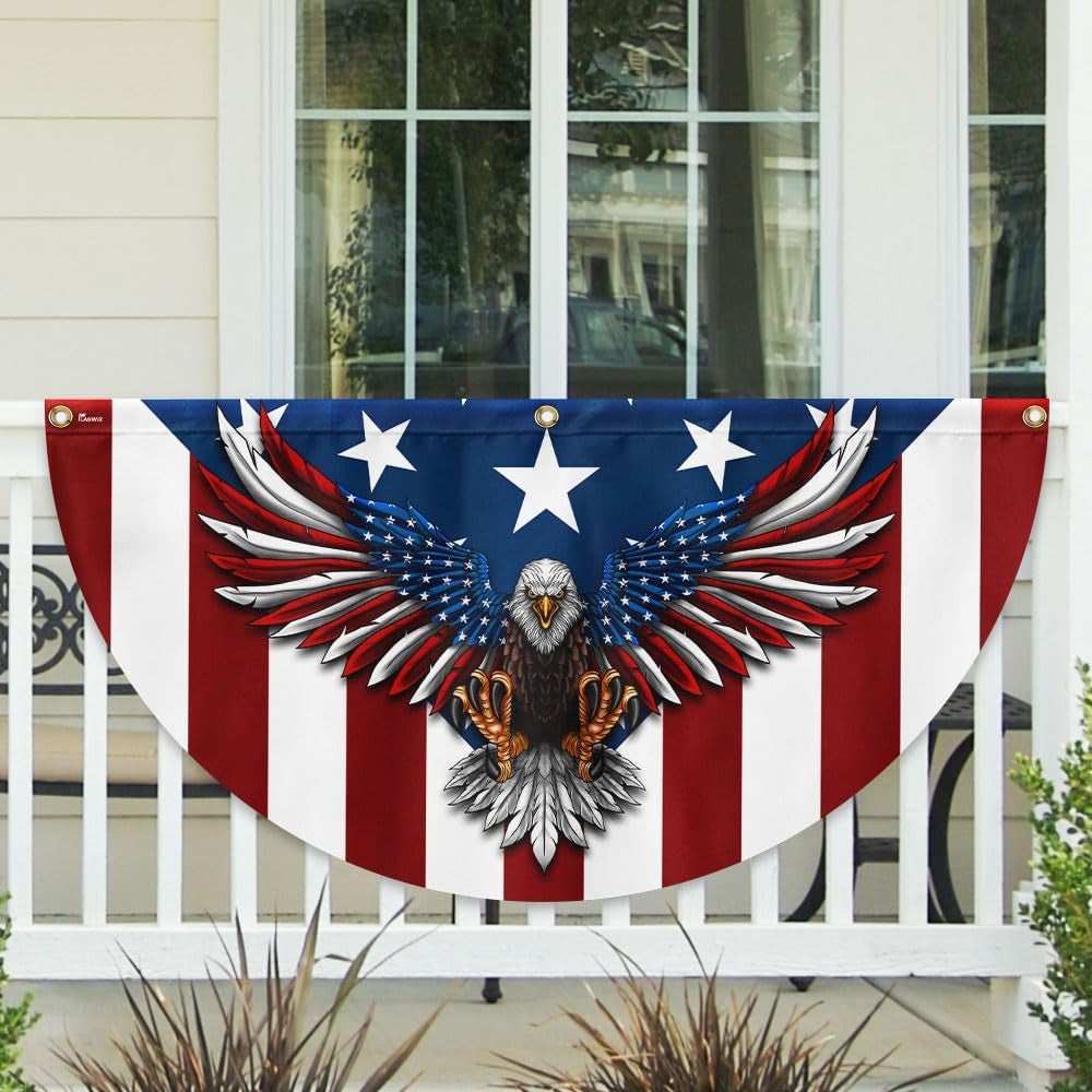 American Flag Patriotic Eagle American Non-Pleated Fan Flag - 4Th of July, Indep