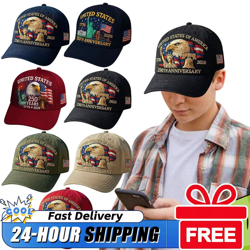 Men Women Baseball Caps US 250Th Anniversary Cap Adjustable Retro Washed Patriotic Cap US 250Th Anniversary Sports Trucker Hat