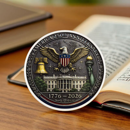 Printed 2D America 250Th Anniversary Commemorative Coin 1776-2026 American Ancient Silvery Souvenir Coin