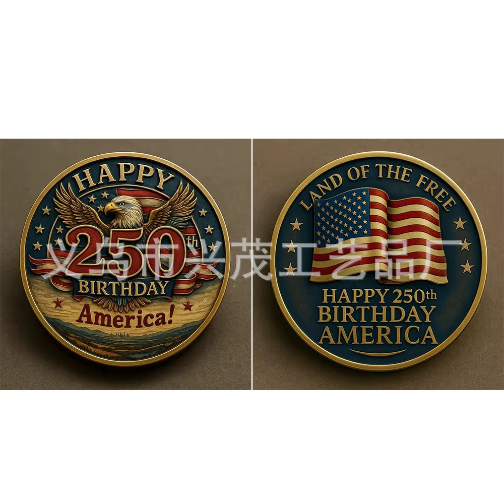 The 250Th Anniversary Independence Day Gold Plated Souvenir Coin America Flag Veteran Collection Coin