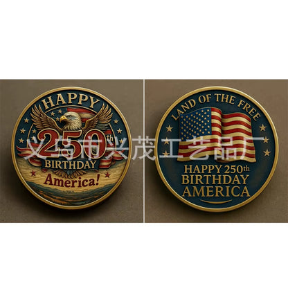 The 250Th Anniversary Independence Day Gold Plated Souvenir Coin America Flag Veteran Collection Coin