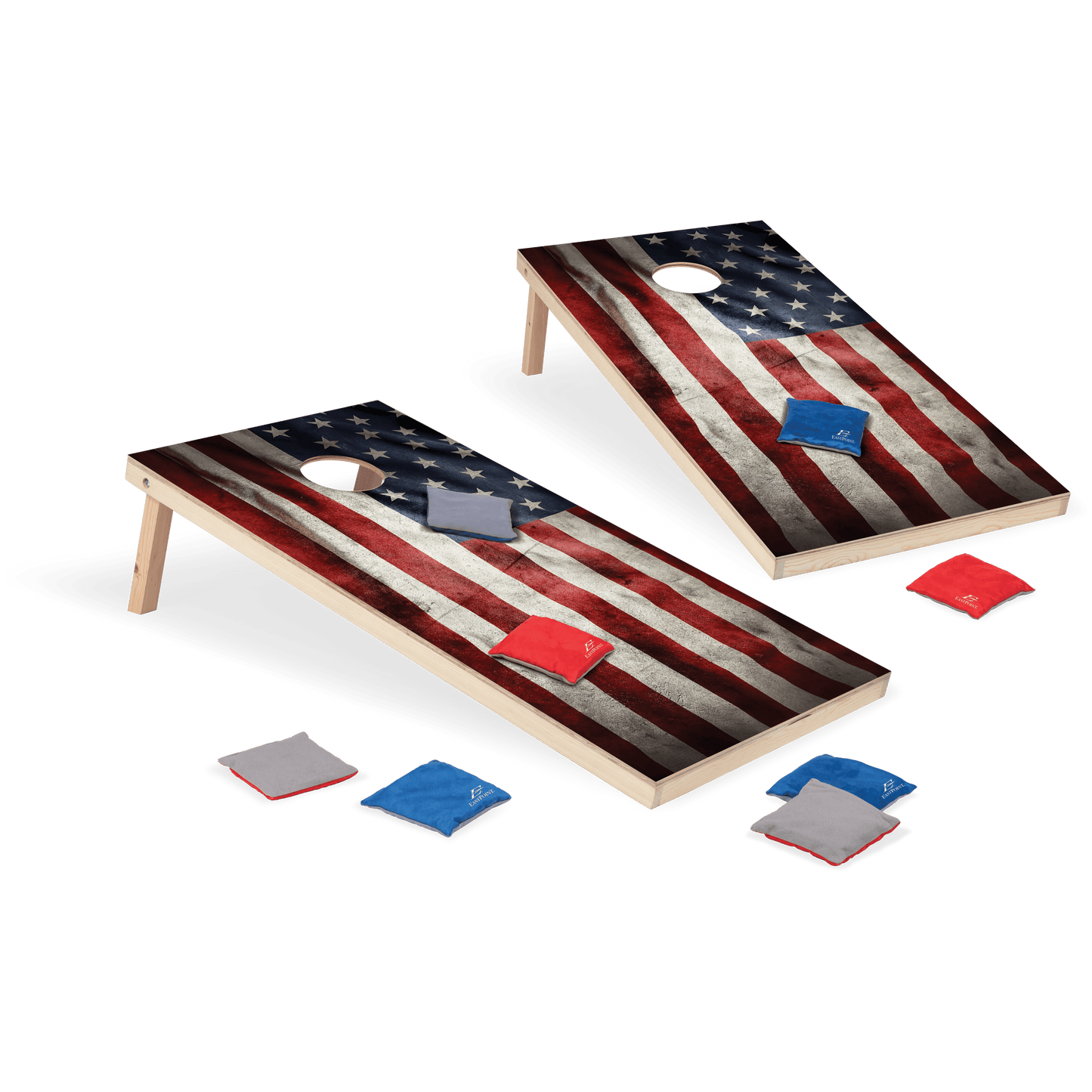2' X 4' American Flag Cornhole Boards - Bean Bag Toss Set with 8 Bean Bags