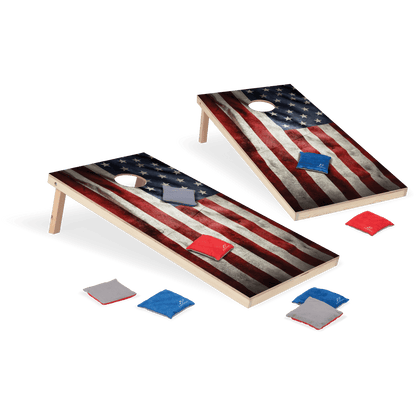 2' X 4' American Flag Cornhole Boards - Bean Bag Toss Set with 8 Bean Bags