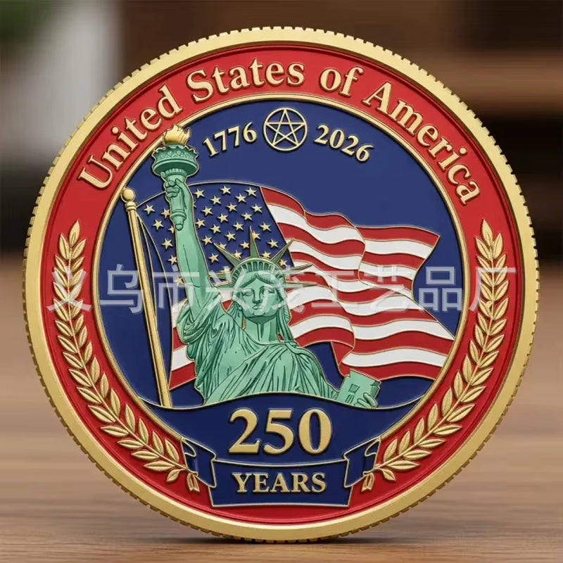 The 250Th Anniversary Independence Day Gold Plated Souvenir Coin America Flag Veteran Collection Coin