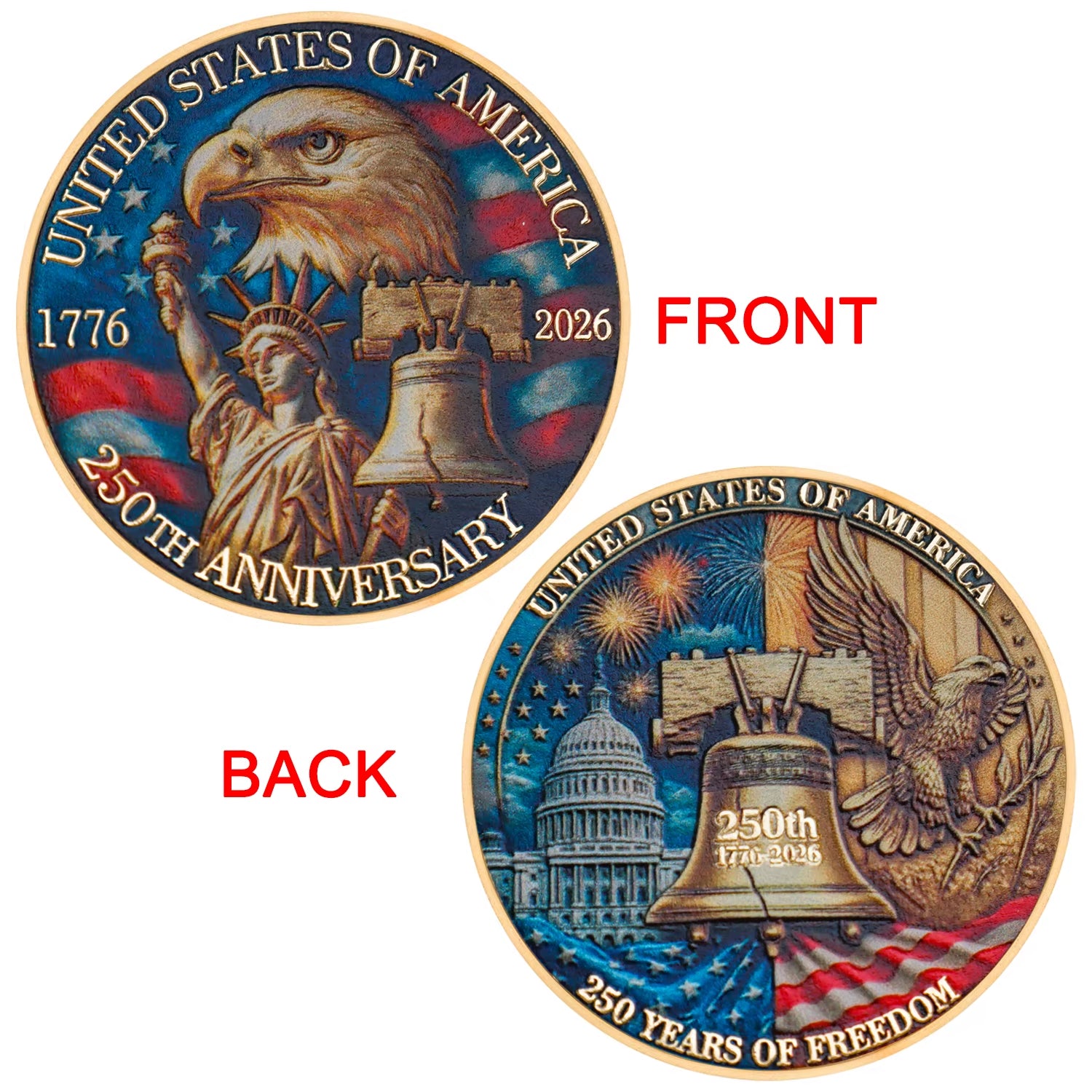 1Pc USA 250Th Anniversary Commemorative Coin 1776-2026 Statue of Liberty American Eagle Souvenir Coin Gifts for Collectors