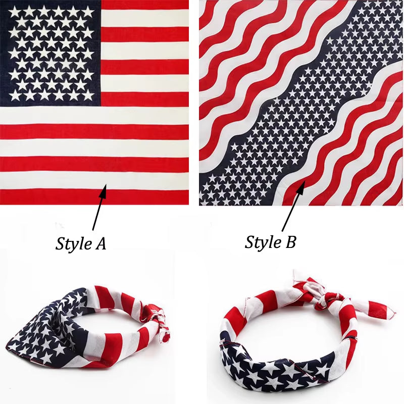 Popular American Flag USA Square Dog Bandana Bibs Scarf Patriotic Cats Kerchief for Small Large Pets Cotton Towel