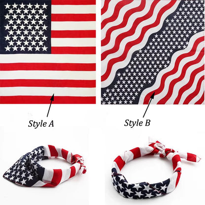 Popular American Flag USA Square Dog Bandana Bibs Scarf Patriotic Cats Kerchief for Small Large Pets Cotton Towel