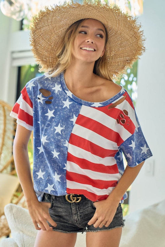 Bibi American Flag Theme Short Sleeve T-Shirt