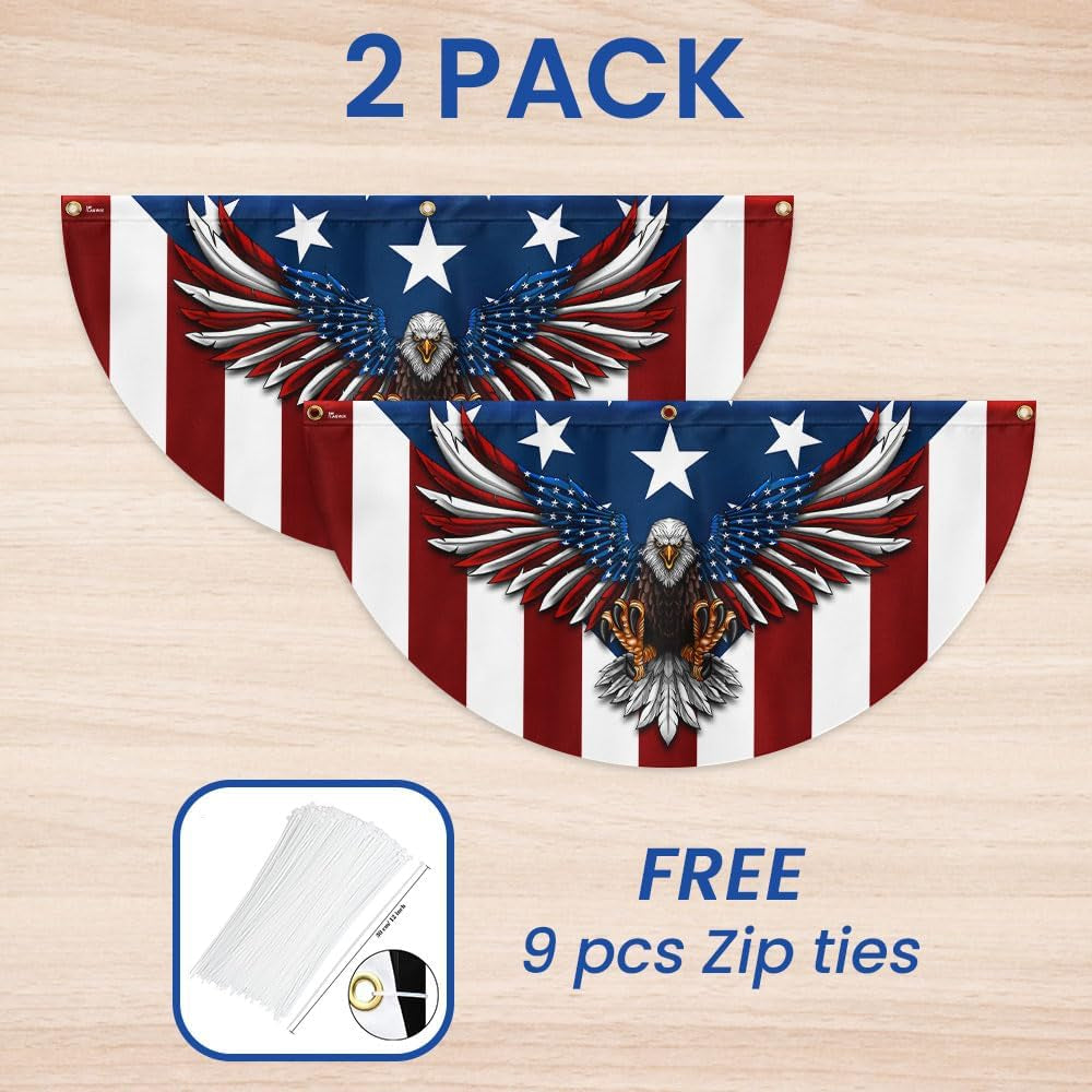 American Flag Patriotic Eagle American Non-Pleated Fan Flag - 4Th of July, Indep