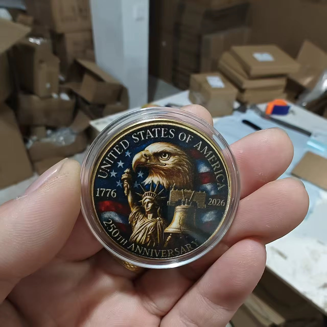 The 250Th Anniversary Independence Day Gold Plated Souvenir Coin America Flag Veteran Collection Coin