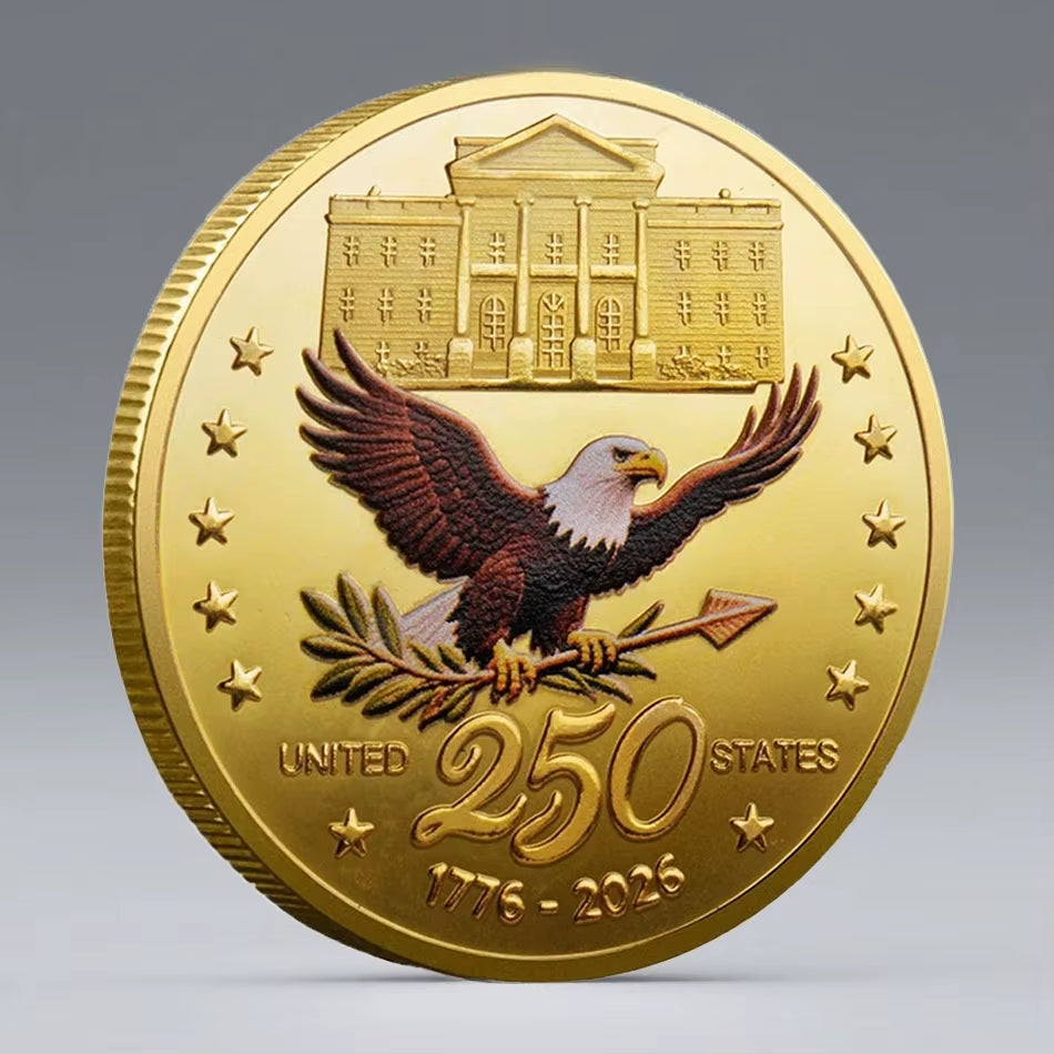 Gold-Plated the America 250Th Anniversary Commemorative Coin United States Statue 1776-2026 Souvenir Coin