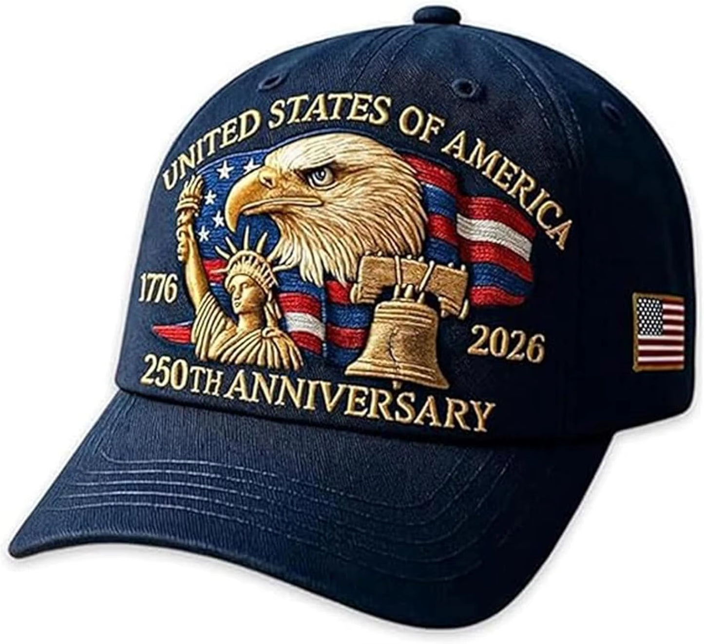 United States 250Th Anniversary Baseball Cap - Eagle & Liberty Design, Handmade Embroidery Hat for Men Women, Adjustable