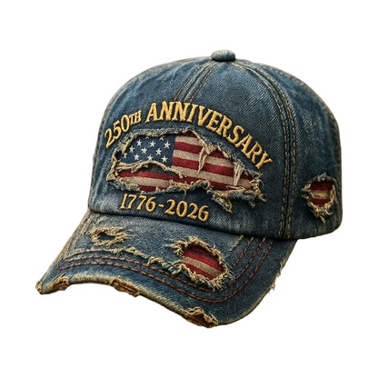 USA 250Th Anniversary Commemorative Baseball Cap, Unisex Vintage Washed Cotton Snapback with Sun Protection Adjustable Strap