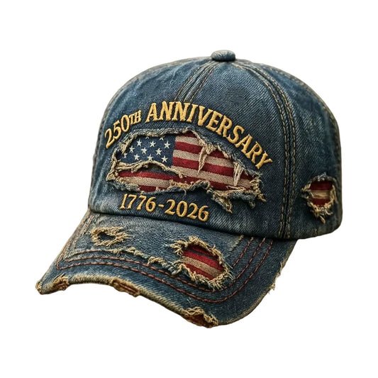 USA 250Th Anniversary Commemorative Baseball Cap, Unisex Vintage Washed Cotton Snapback with Sun Protection Adjustable Strap