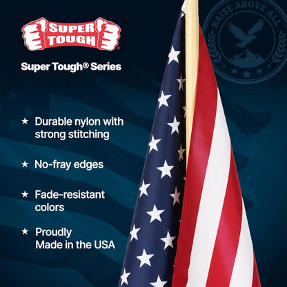 American Flag | 1X1.5 FT Outdoor USA Flag | 30" Durable Wooden Stick with Spear Tip & Stars | 12X18 in Heavy Duty Most Durable Cotton US Stick Flag | Made in USA | 12 Pack