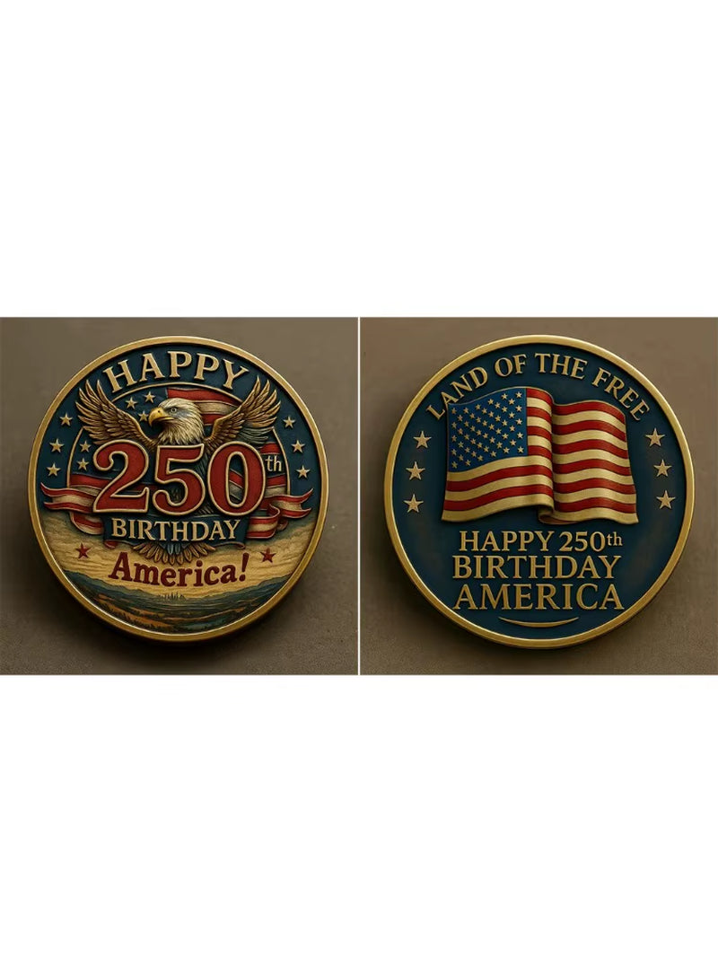 The 250Th Anniversary Independence Day Gold Plated Souvenir Coin America Flag Veteran Collection Coin