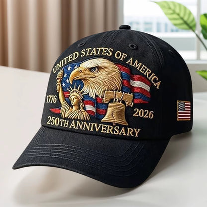 United States 250Th Anniversary Cap Adjustable Washed Cotton Baseball Cap Vintage Tribute Eagle Printed Patriotic Trucker Hat