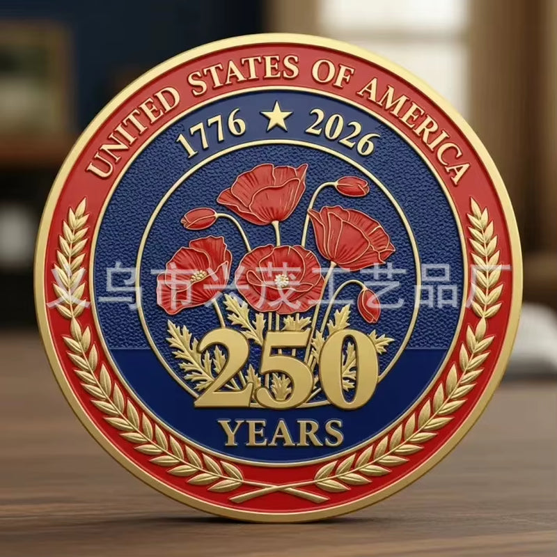 The 250Th Anniversary Independence Day Gold Plated Souvenir Coin America Flag Veteran Collection Coin